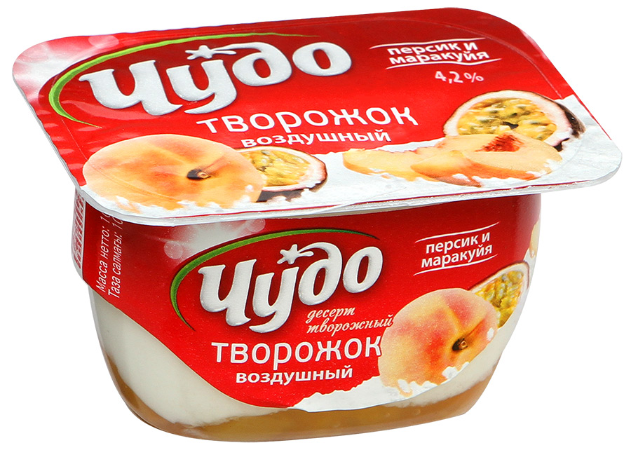 Десерт творожный Чудо творожок воздушный Персик-Маракуйя 4,2%, 100г
